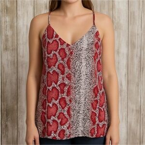 Peace Love Cake Red and Gray Snake Print Camisole